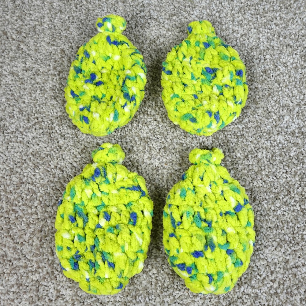 Handmade Reusable Crochet Water Balloons Set of 4 Neon Yellow Blue Green